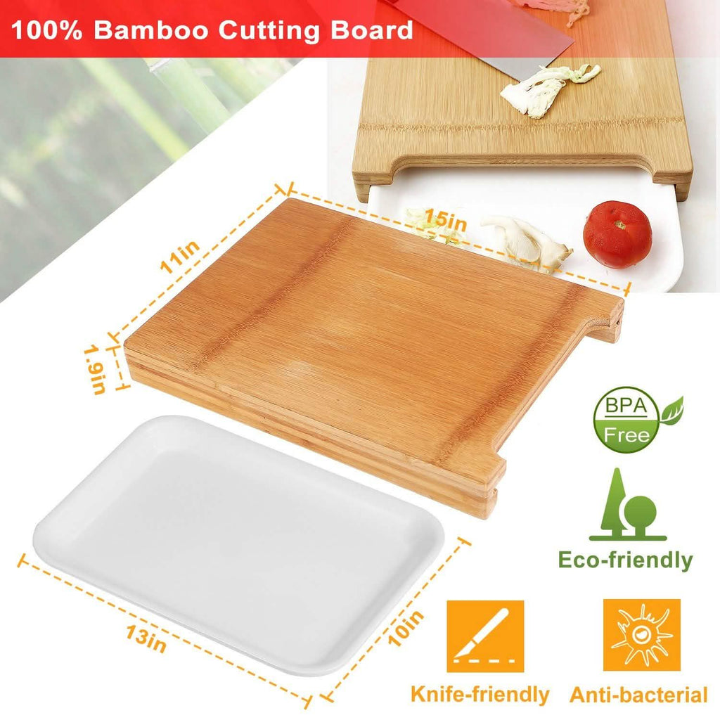 Planche à découper en bambou avec tiroir coulissant