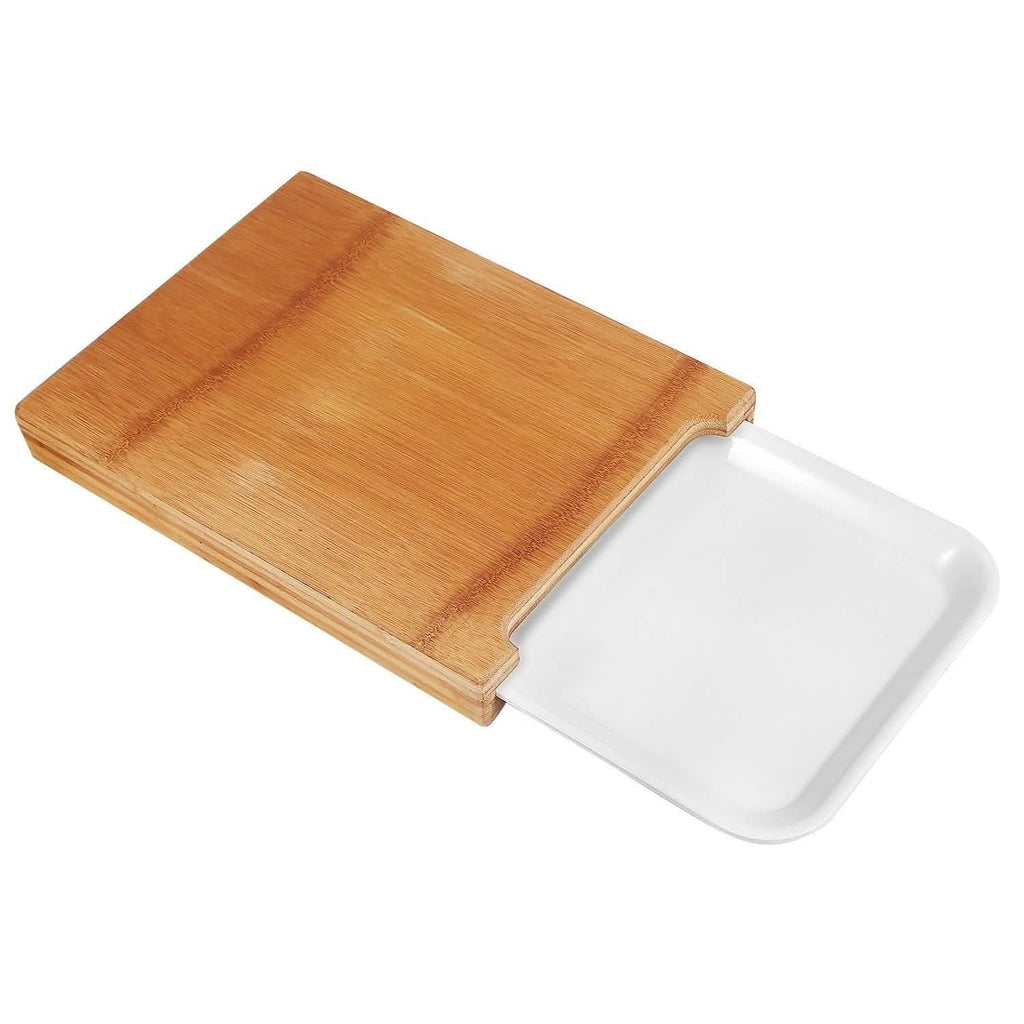 Planche à découper en bambou avec tiroir coulissant