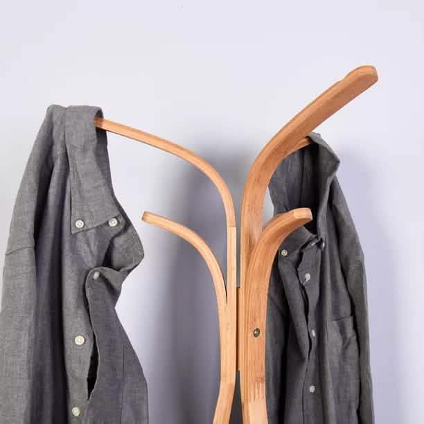 Porte-manteau en bambou avec étagère de rangement Salon Chambre