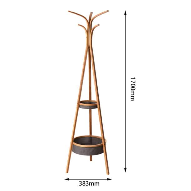 Porte-manteau en bambou avec étagère de rangement Salon Chambre