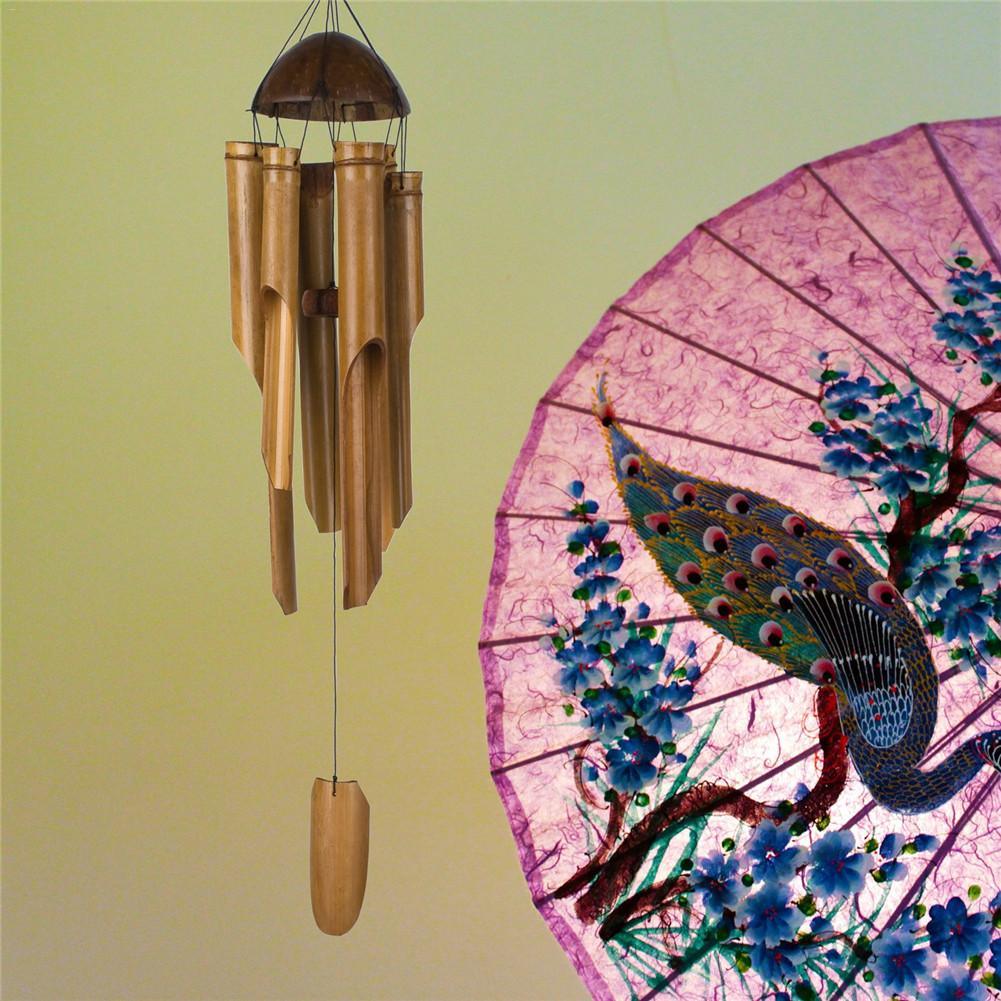 Carillons éoliens en bambou faits à la main, grande cloche suspendue, sons mélodiques apaisants, carillons éoliens muraux pour intérieur et extérieur, idéal comme cadeau pour maman pour le balcon, la maison, le jardin, les décorations de cour.