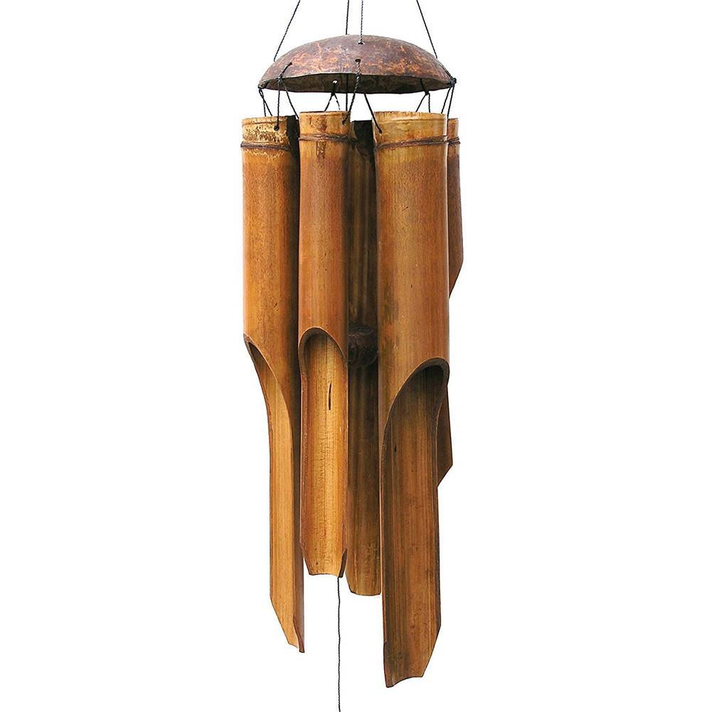 Carillons éoliens en bambou faits à la main, grande cloche suspendue, sons mélodiques apaisants, carillons éoliens muraux pour intérieur et extérieur, idéal comme cadeau pour maman pour le balcon, la maison, le jardin, les décorations de cour.