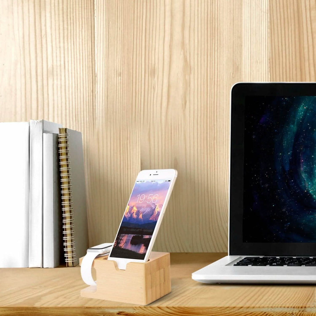 Support de recharge en bois de bambou pour Apple Watch