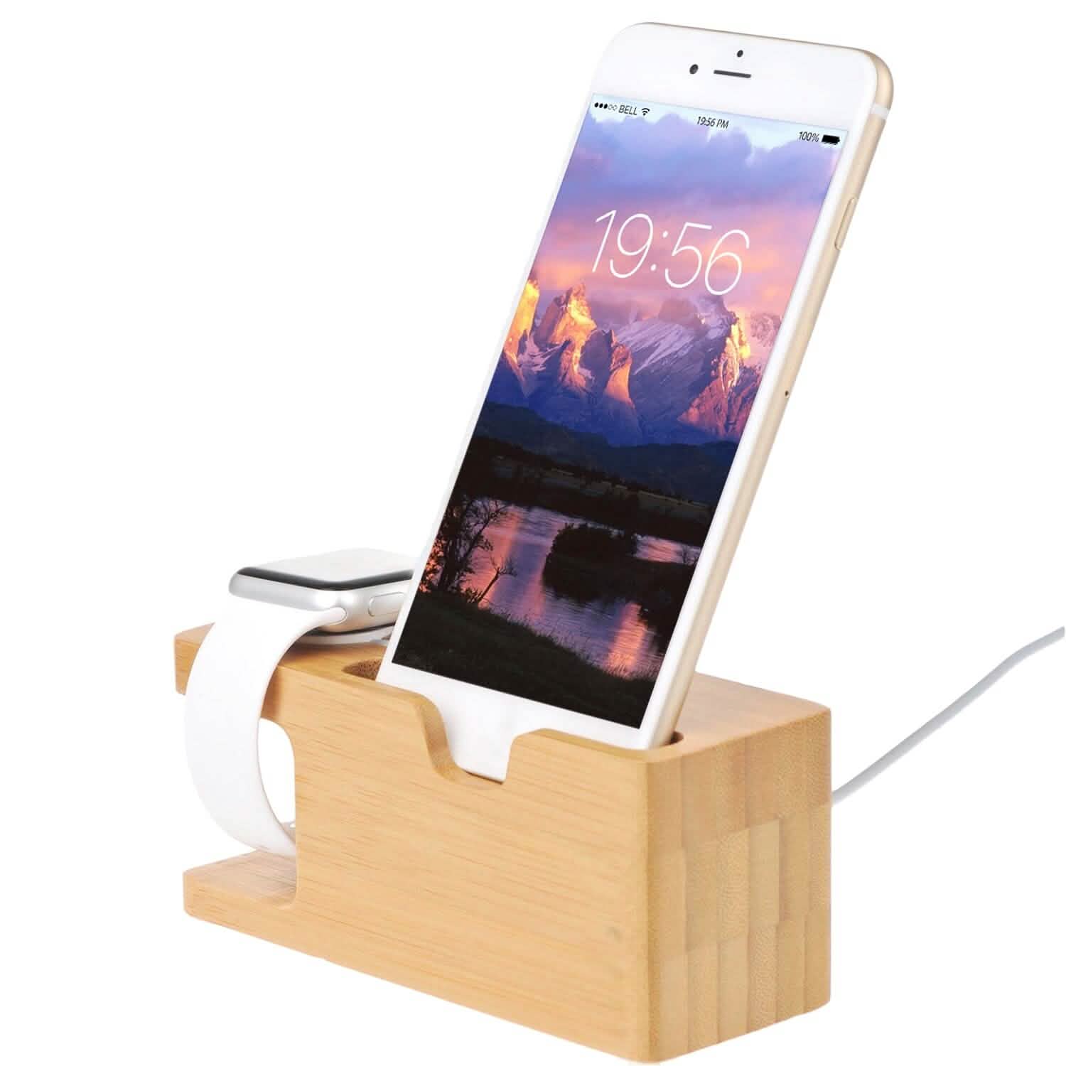 Support de recharge en bois de bambou pour Apple Watch