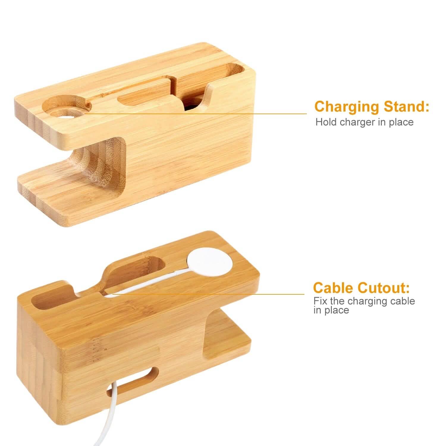 Support de recharge en bois de bambou pour Apple Watch