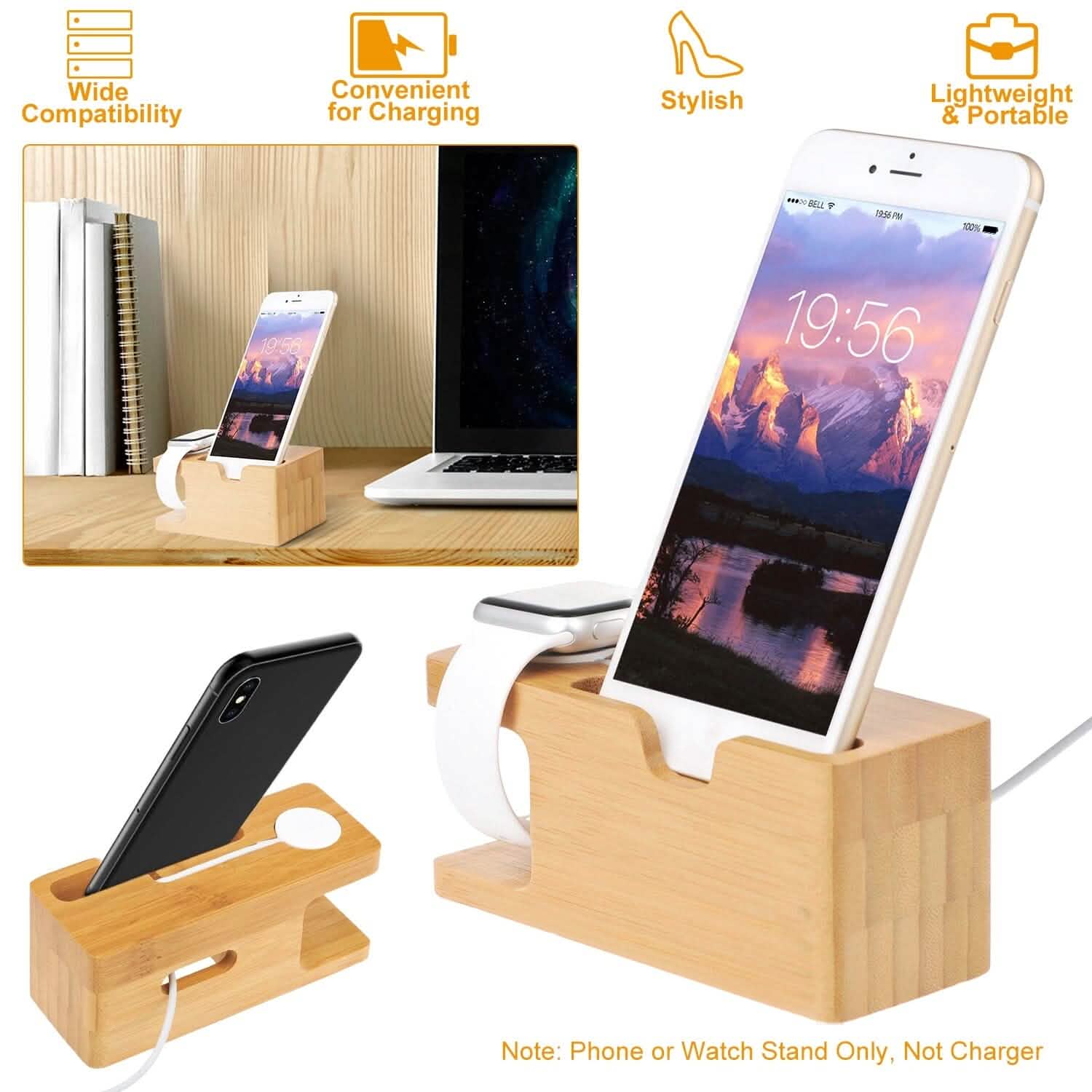 Support de recharge en bois de bambou pour Apple Watch