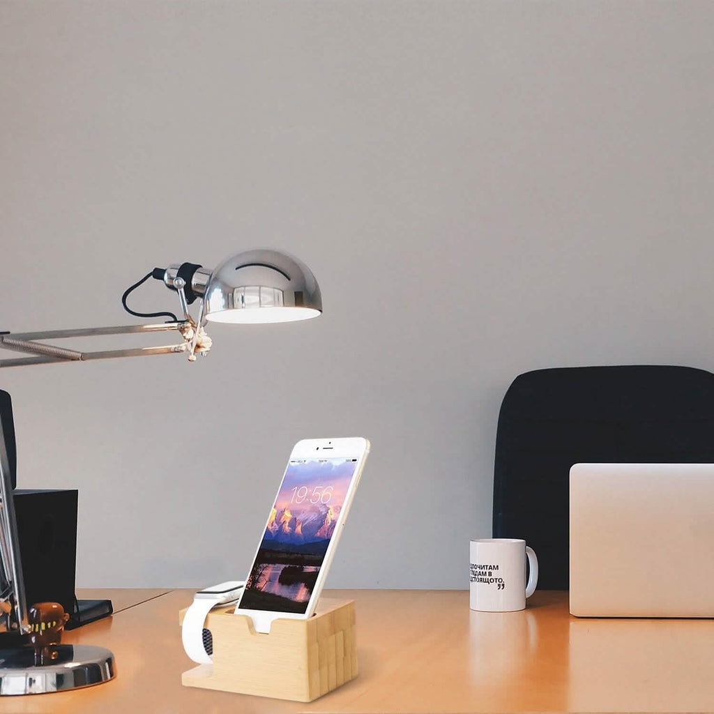 Support de recharge en bois de bambou pour Apple Watch