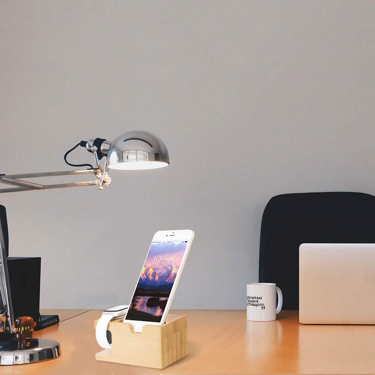 Support de recharge en bois de bambou pour Apple Watch