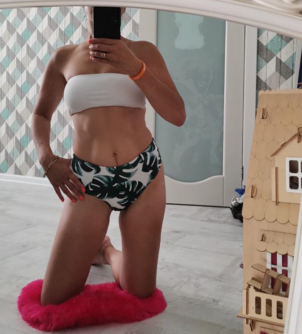 Maillot de Bain Bandage Bikini Femmes Maillot de Bain Taille Haute Ensemble Bikini Maillot de Bain Push Up Femmes Bretelles Spaghetti Bandeau Laçage Taille Haute Ensemble Bikini 2 Pièces