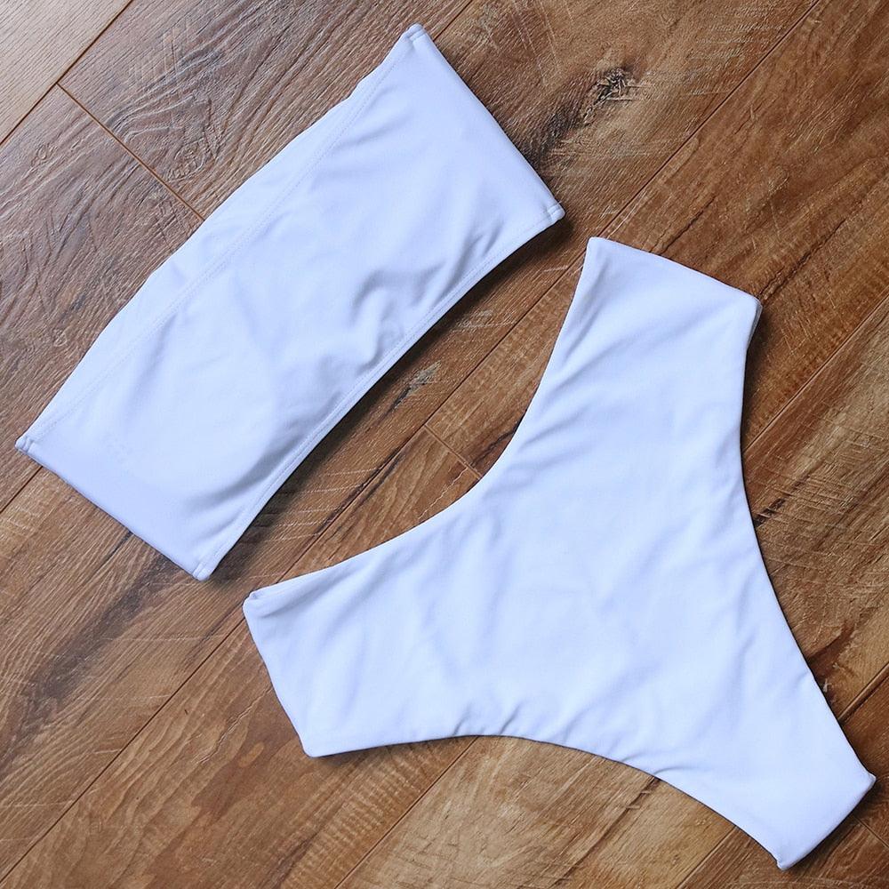 Maillot de Bain Bandage Bikini Femmes Maillot de Bain Taille Haute Ensemble Bikini Maillot de Bain Push Up Femmes Bretelles Spaghetti Bandeau Laçage Taille Haute Ensemble Bikini 2 Pièces