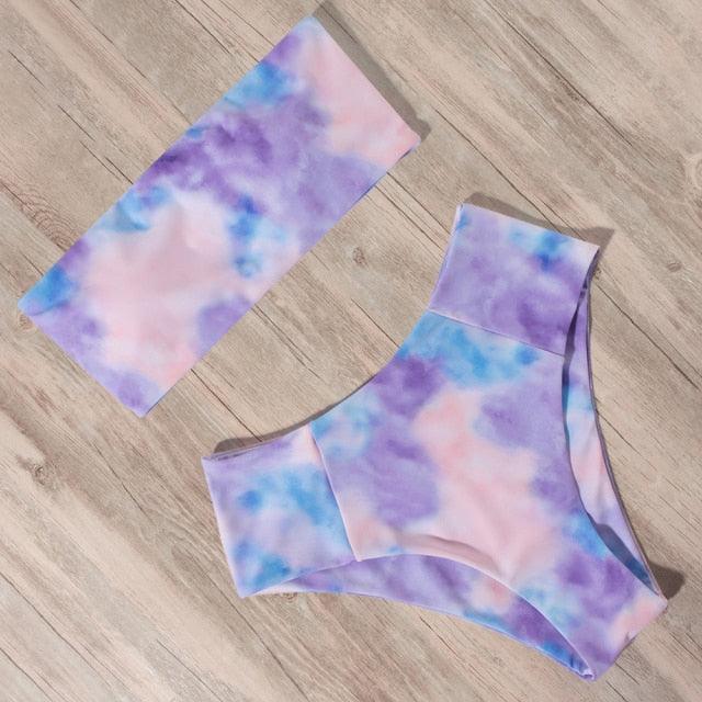 Maillot de Bain Bandage Bikini Femmes Maillot de Bain Taille Haute Ensemble Bikini Maillot de Bain Push Up Femmes Bretelles Spaghetti Bandeau Laçage Taille Haute Ensemble Bikini 2 Pièces