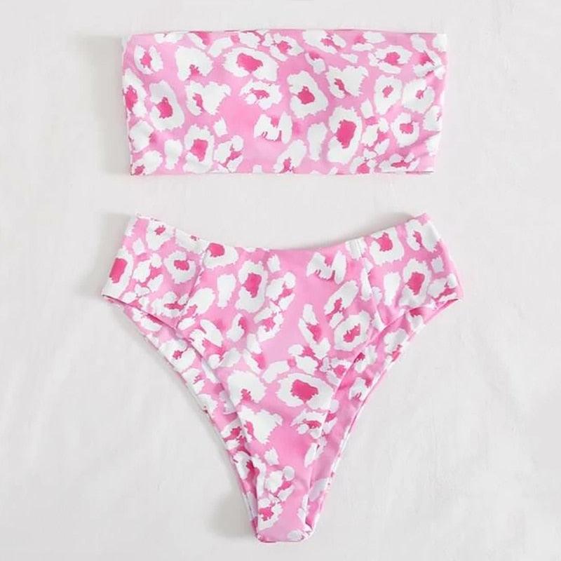 Maillot de Bain Bandage Bikini Femmes Maillot de Bain Taille Haute Ensemble Bikini Maillot de Bain Push Up Femmes Bretelles Spaghetti Bandeau Laçage Taille Haute Ensemble Bikini 2 Pièces