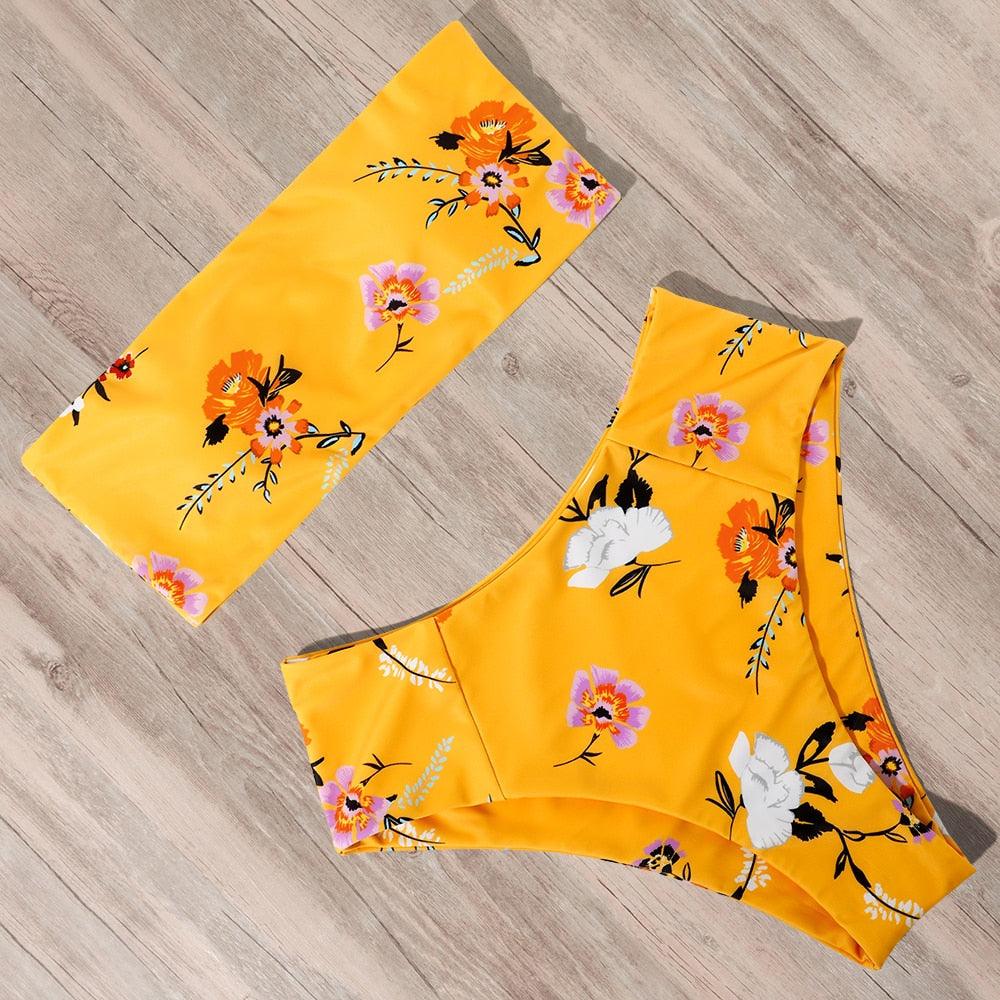 Maillot de Bain Bandage Bikini Femmes Maillot de Bain Taille Haute Ensemble Bikini Maillot de Bain Push Up Femmes Bretelles Spaghetti Bandeau Laçage Taille Haute Ensemble Bikini 2 Pièces