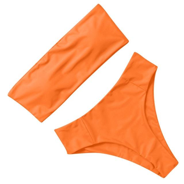 Maillot de Bain Bandage Bikini Femmes Maillot de Bain Taille Haute Ensemble Bikini Maillot de Bain Push Up Femmes Bretelles Spaghetti Bandeau Laçage Taille Haute Ensemble Bikini 2 Pièces