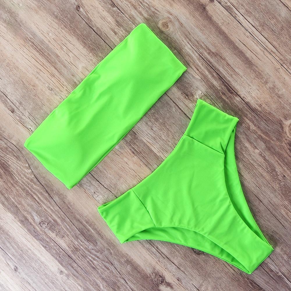 Maillot de Bain Bandage Bikini Femmes Maillot de Bain Taille Haute Ensemble Bikini Maillot de Bain Push Up Femmes Bretelles Spaghetti Bandeau Laçage Taille Haute Ensemble Bikini 2 Pièces