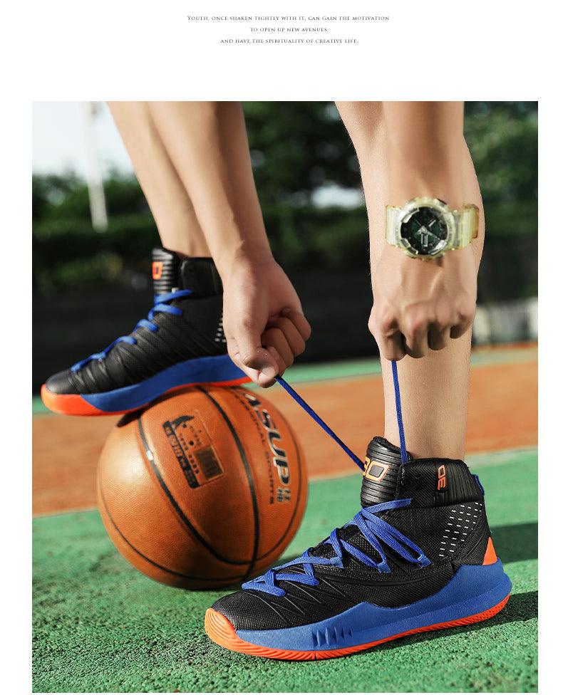 Baskets montantes noir et blanc pour homme, chaussures de sport blanches avec amorti, respirantes, haute qualité, baskets homme antidérapantes, baskets d'extérieur avec amorti pour l'entraînement et le sport.