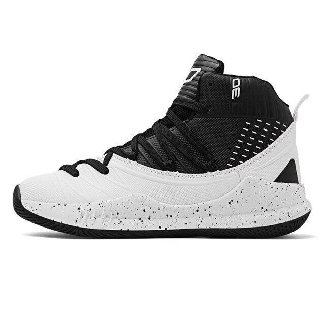 Baskets montantes noir et blanc pour homme, chaussures de sport blanches avec amorti, respirantes, haute qualité, baskets homme antidérapantes, baskets d'extérieur avec amorti pour l'entraînement et le sport.