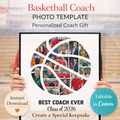 Basketball Best Coach Ever Photo Collage – Editable Canva Template