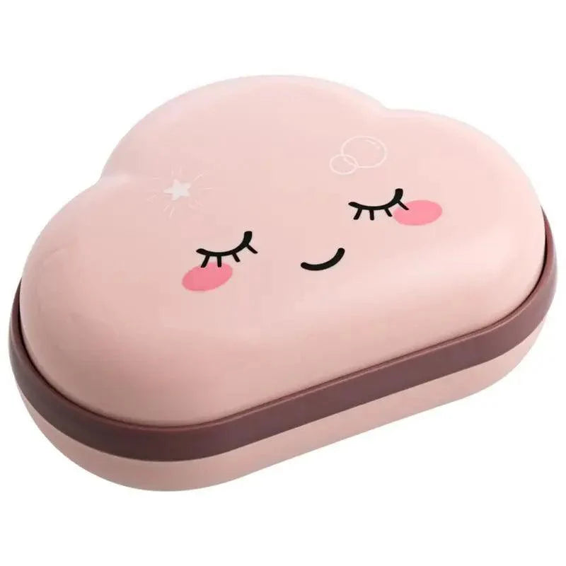 Boîte à savon de salle de bain Mignon nuages de dessins animés Porte-savon Maison Douche Voyage Conteneur Porte-savon Égouttoir Boîte Accessoires de salle de bain Porte-savon avec égouttoir Économiseur de savon Nettoyage facile Séchage Arrêt Savon