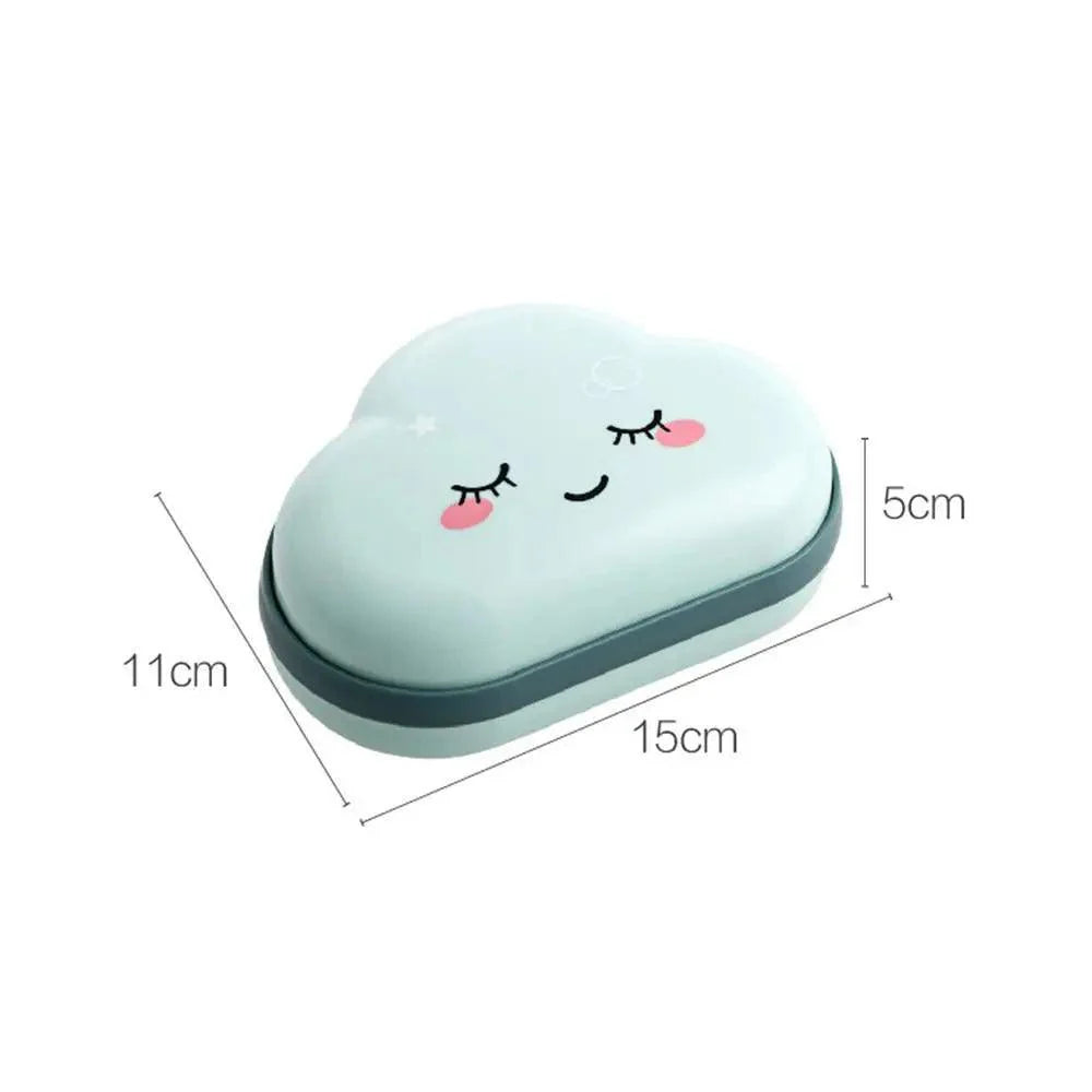 Boîte à savon de salle de bain Mignon nuages de dessins animés Porte-savon Maison Douche Voyage Conteneur Porte-savon Égouttoir Boîte Accessoires de salle de bain Porte-savon avec égouttoir Économiseur de savon Nettoyage facile Séchage Arrêt Savon