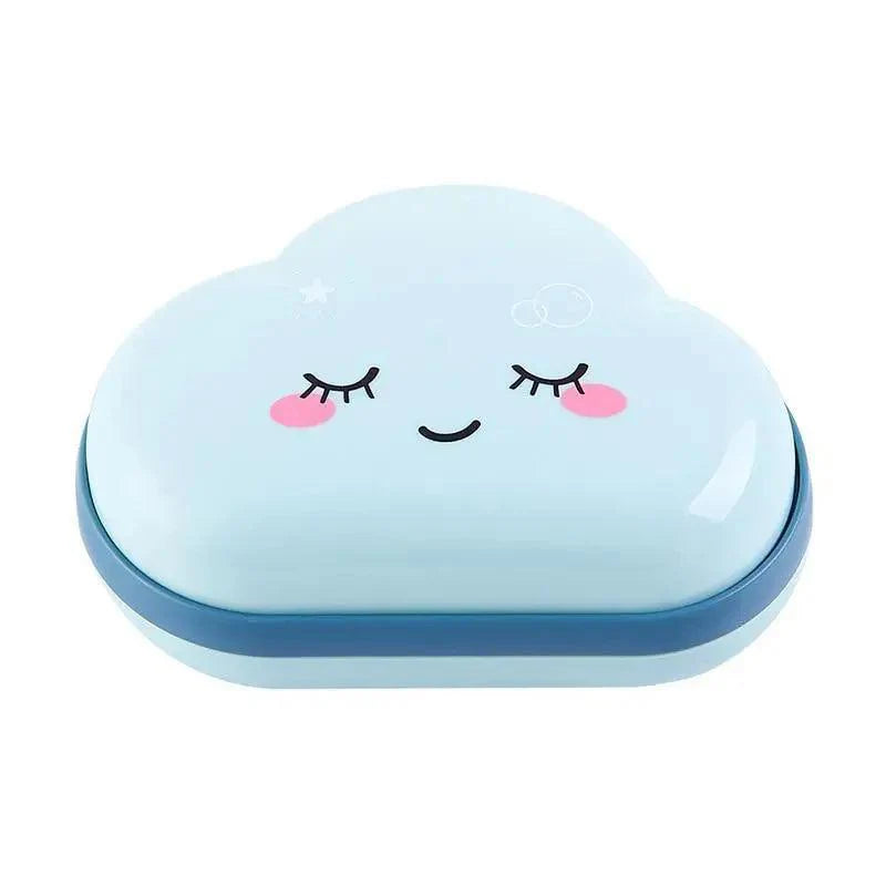 Boîte à savon de salle de bain Mignon nuages de dessins animés Porte-savon Maison Douche Voyage Conteneur Porte-savon Égouttoir Boîte Accessoires de salle de bain Porte-savon avec égouttoir Économiseur de savon Nettoyage facile Séchage Arrêt Savon