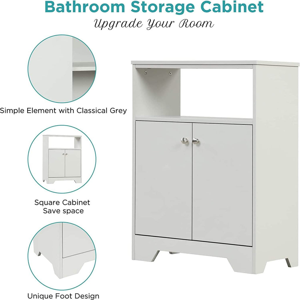 Meuble de rangement de salle de bain avec deux portes et des étagères réglables