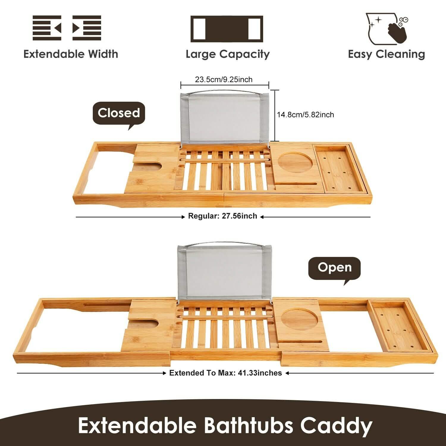 Tablette de baignoire en bambou