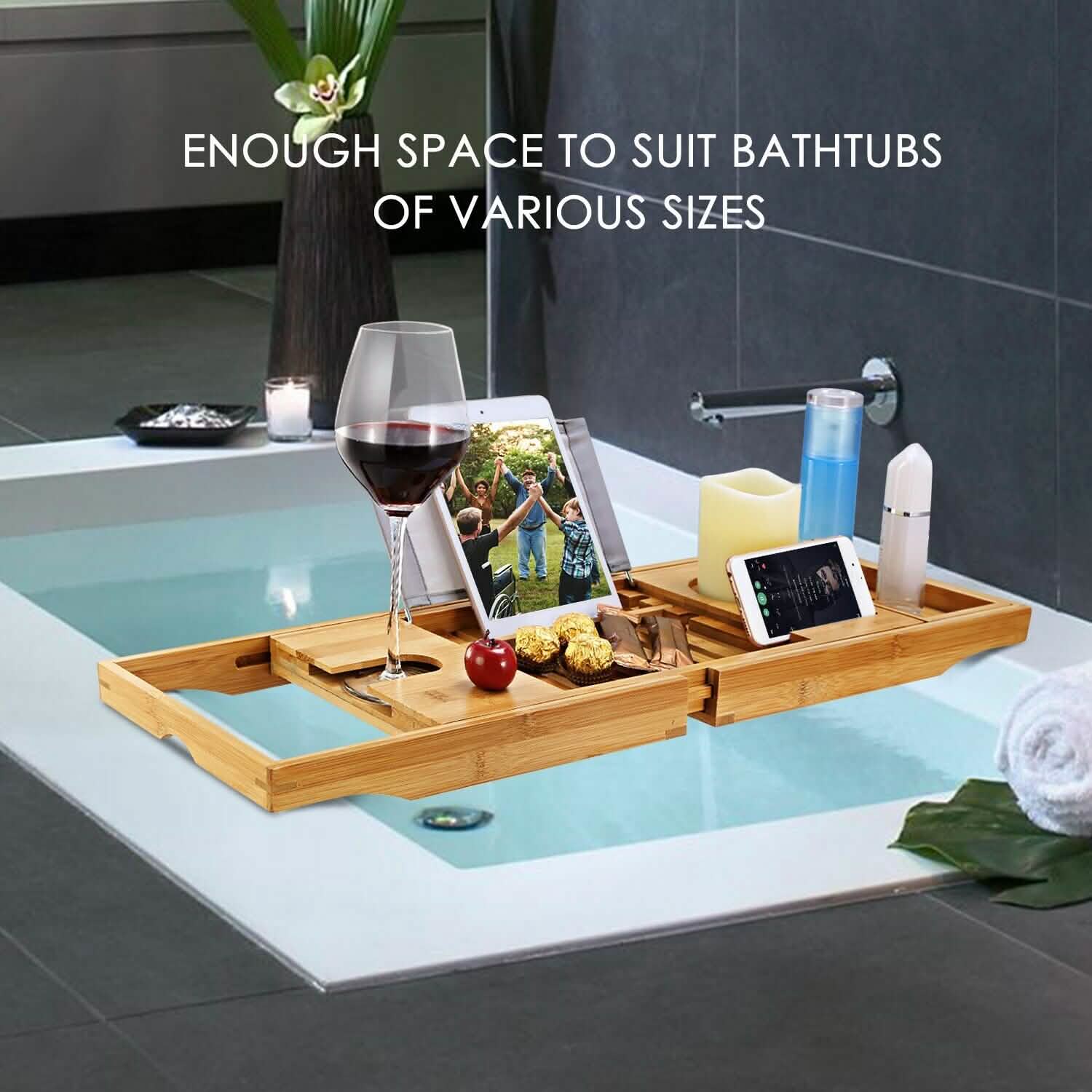 Tablette de baignoire en bambou