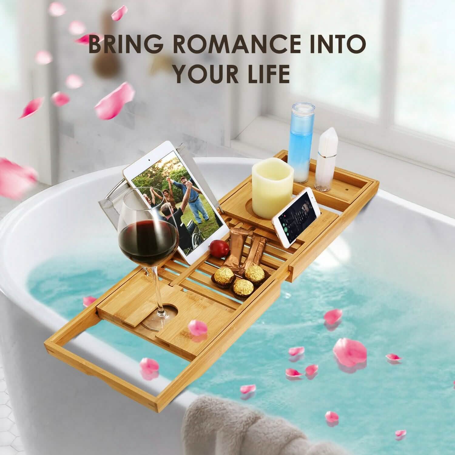 Tablette de baignoire en bambou
