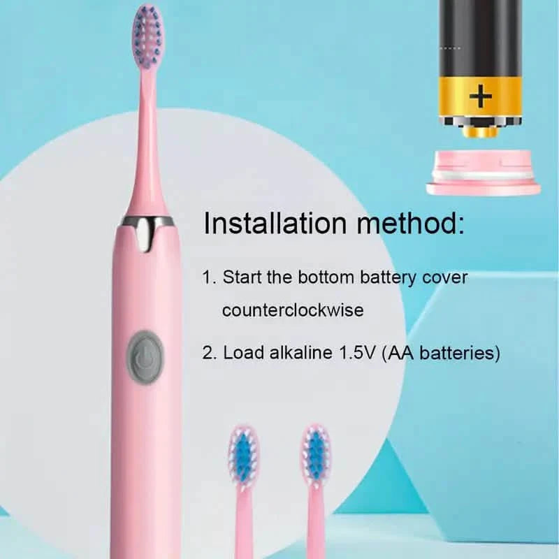 Kit brosse à dents à piles avec 6 brins souples