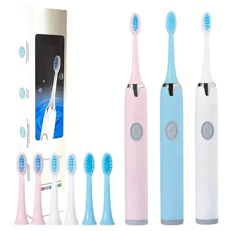 Kit brosse à dents à piles avec 6 brins souples