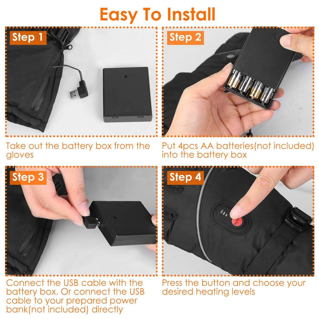 Gants thermiques tactiles USB à piles