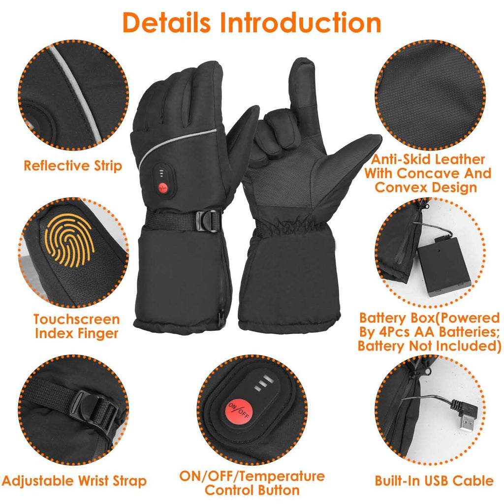 Gants thermiques tactiles USB à piles