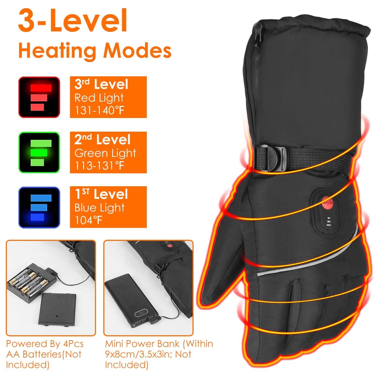 Gants thermiques tactiles USB à piles