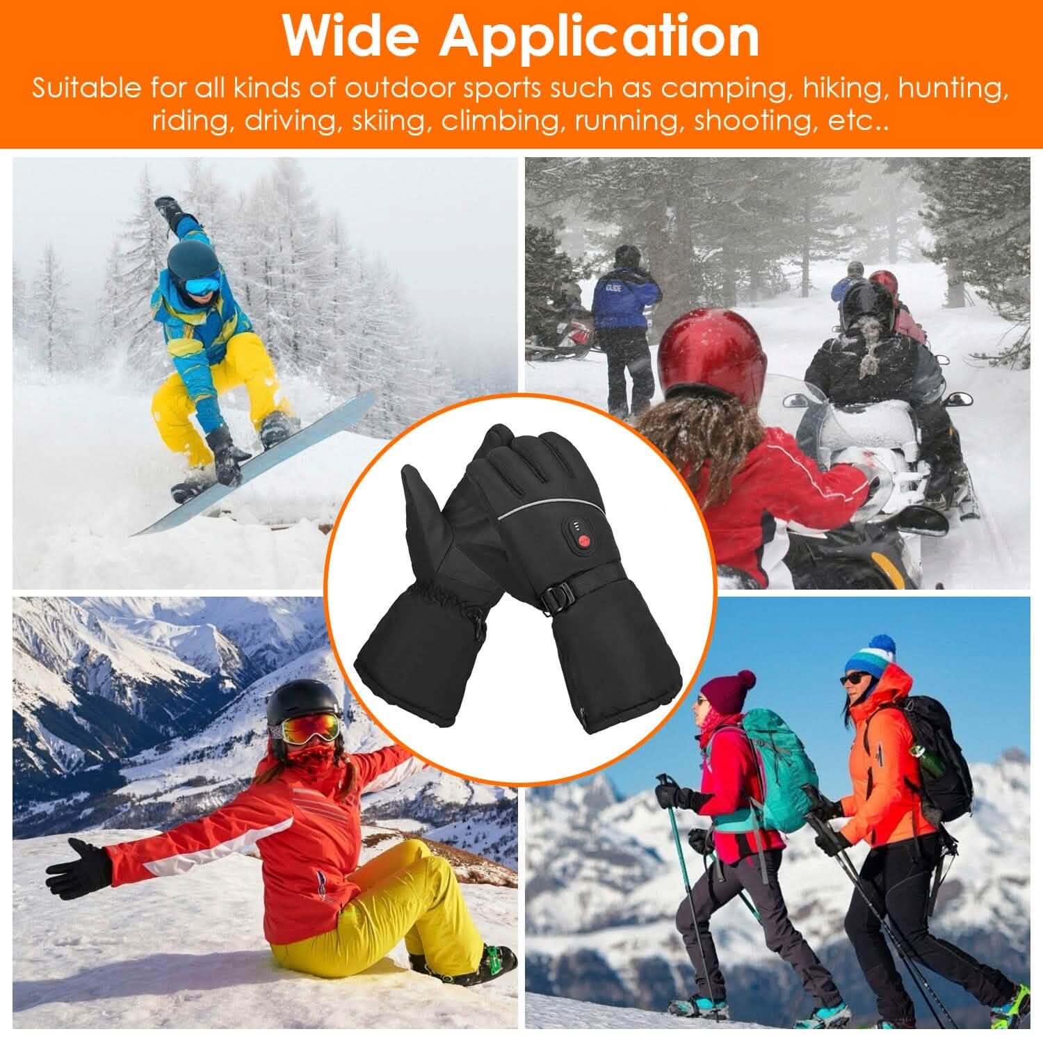Gants thermiques tactiles USB à piles