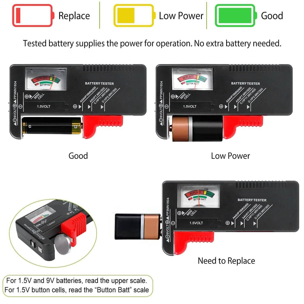 Testeur de batterie universel pour piles AA AAA C D 9V et piles bouton 1,5V