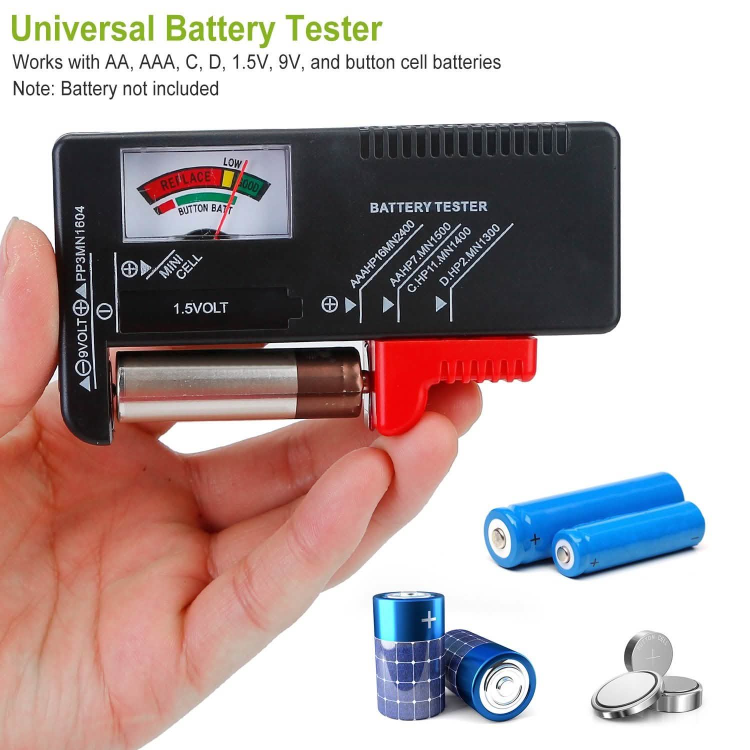Testeur de batterie universel pour piles AA AAA C D 9V et piles bouton 1,5V
