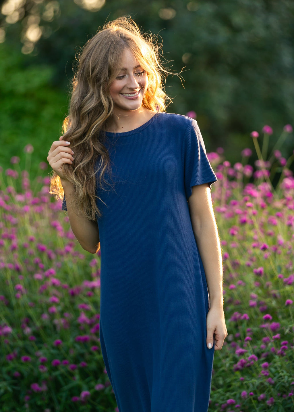 Robe T-shirt côtelée Baylor bleu marine