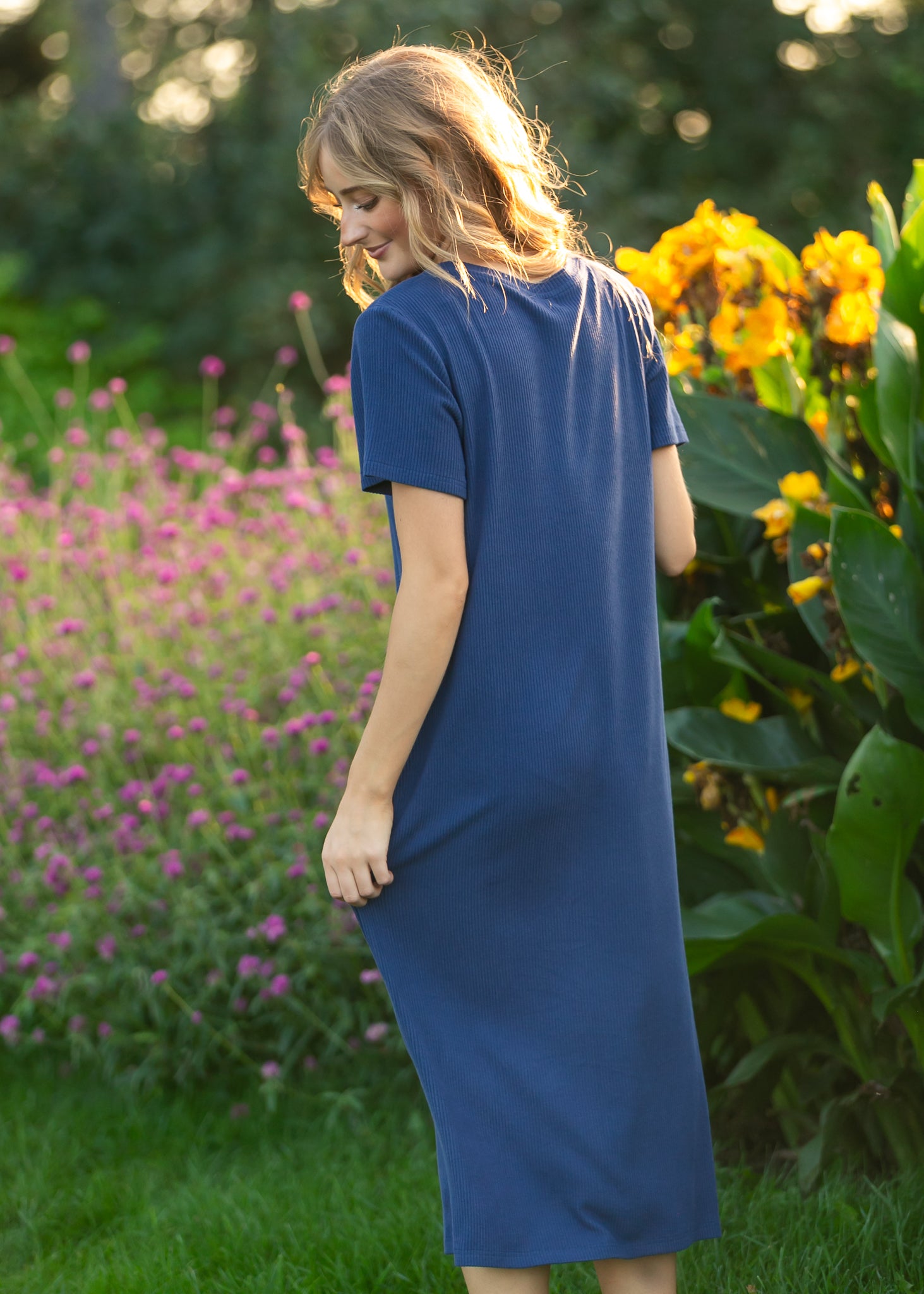Robe T-shirt côtelée Baylor bleu marine