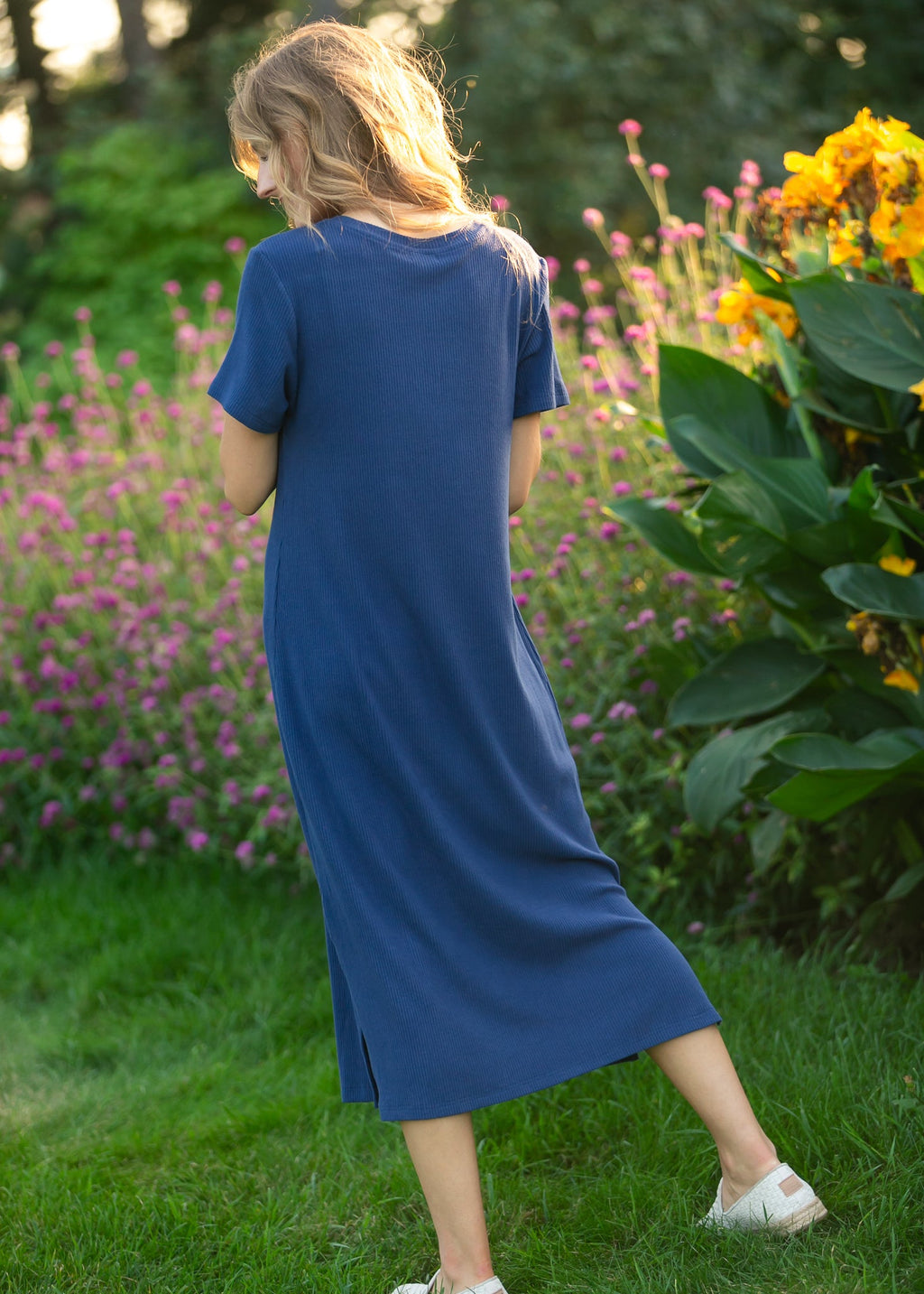 Robe T-shirt côtelée Baylor bleu marine