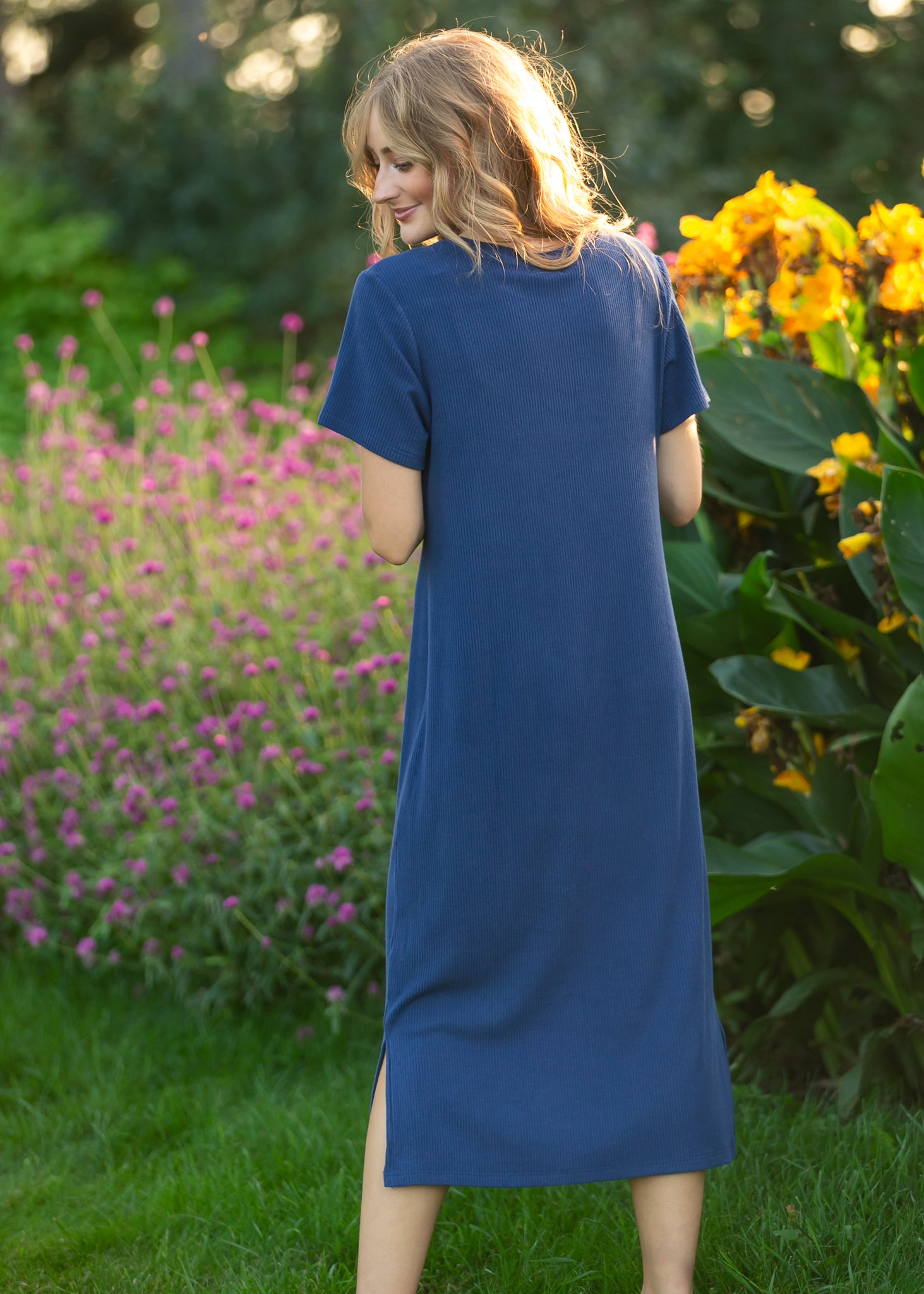 Robe T-shirt côtelée Baylor bleu marine