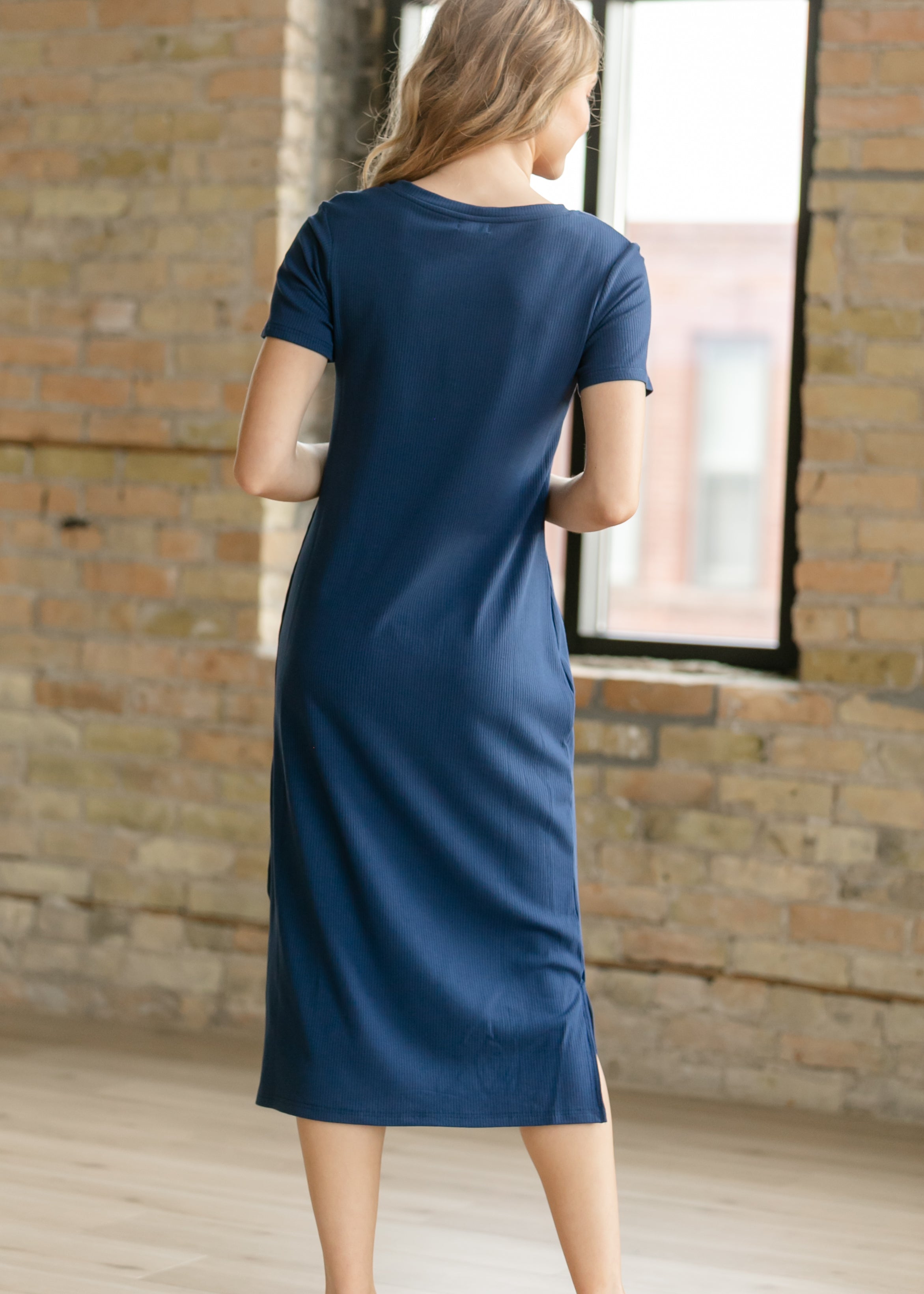 Robe T-shirt côtelée Baylor bleu marine
