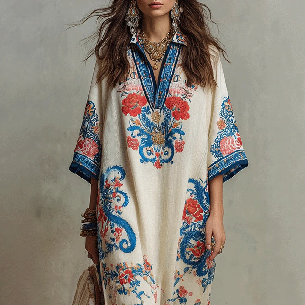 Robe élégante à volants, col en V, taille cintrée