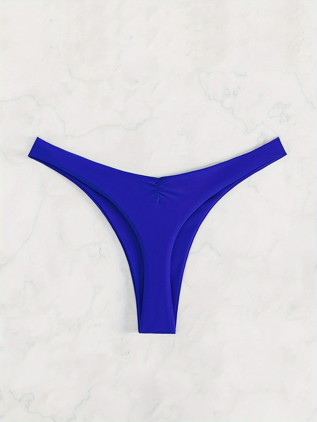 Nouveau bas de maillot de bain brésilien froncé de couleur unie pour femmes – Slip de bain en polyamide très extensible avec coupe flatteuse – Essentiel de maillot de bain décontracté pour la plage, la piscine et les vacances d'été