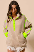 Veste Sherpa BiBi Contrast Edge à demi-fermeture éclair