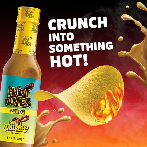 Pringles Hot Ones Los Calientes Chips de pommes de terre croustillantes, Verde, Snacks épicés, Inspiré de la sauce piquante, Boîte de 156g (1 boîte) ?