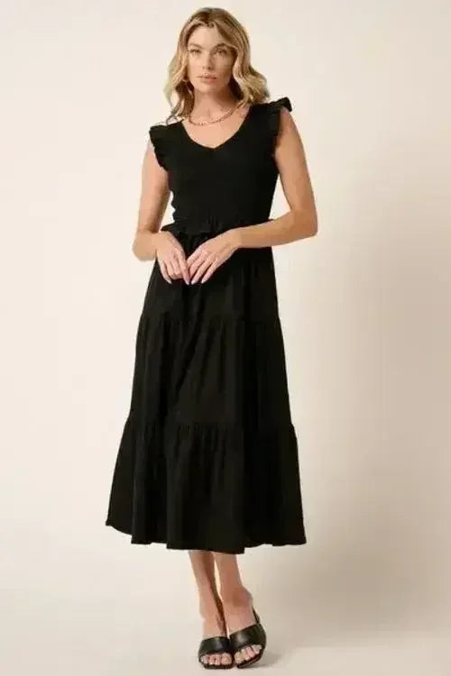 Robe midi étagée smockée et volantée Mittoshop