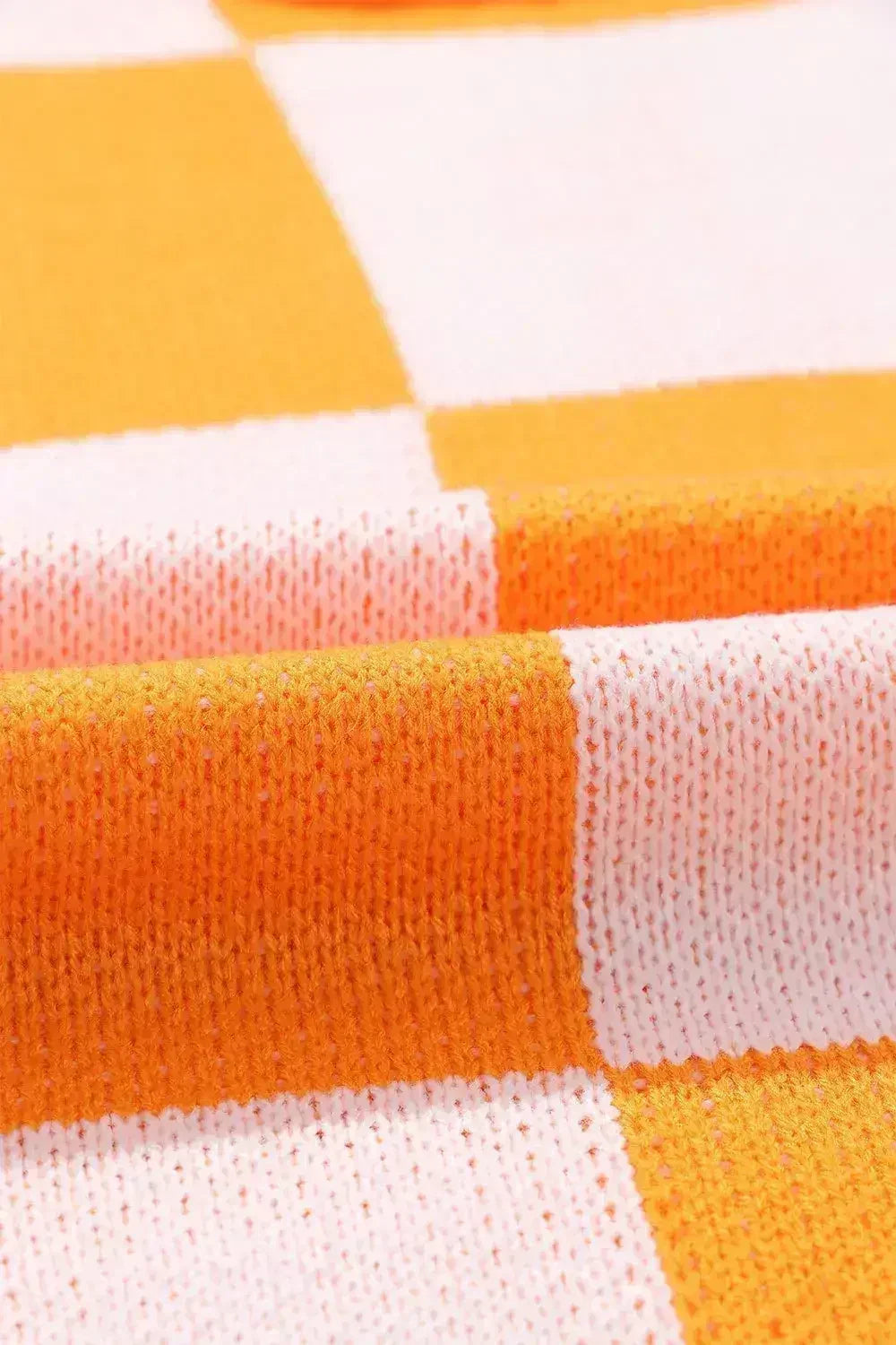 Pull orange à carreaux avec manches évêque - Femstylo