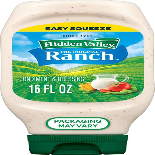 Sauce et vinaigrette Original Ranch Hidden Valley, bouteille compressible, 16 oz liq. (l'emballage peut varier)
