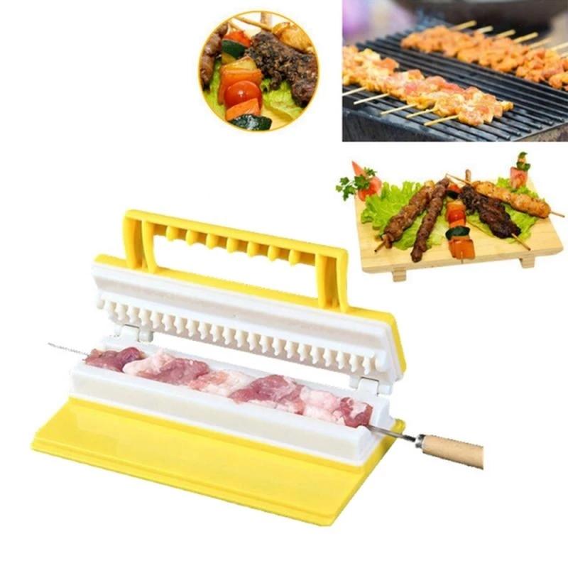 Machine à brochettes de barbecue, outils portables pour brochettes, boîte à brochettes, accessoires de cuisine pour barbecue, outils automatiques pour brochettes de viande, machine à brochettes de bœuf facile à utiliser, outils de cuisine et de barbecue